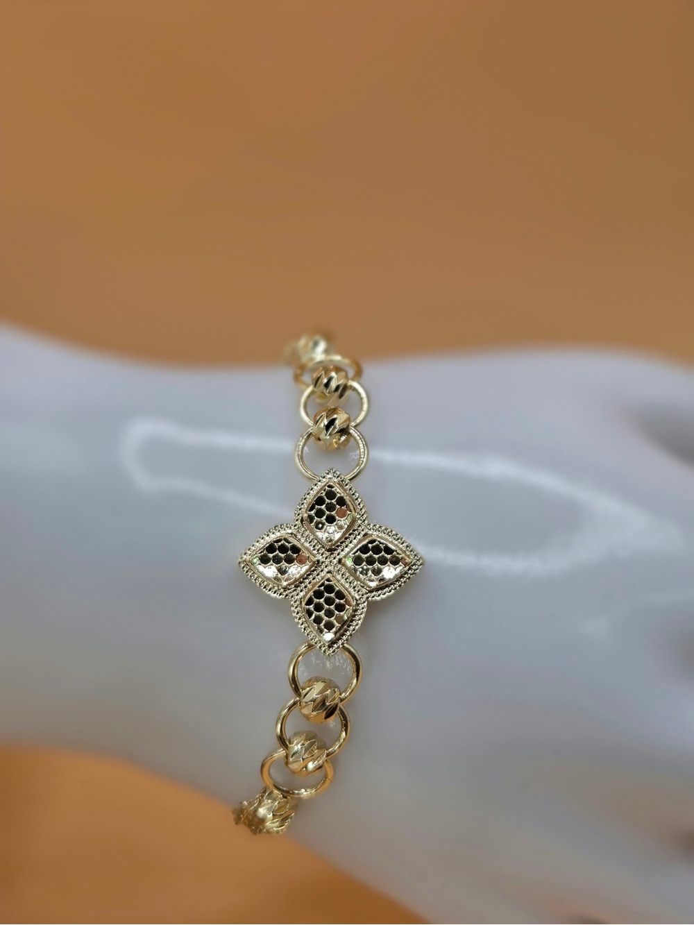 Gold Plated Clover Link Bracelet - Women Jewelry